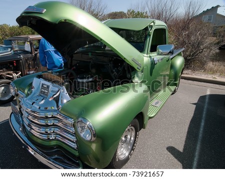 NAGS HEAD, NC - MAR 19:  Vintage 1950 Chevrolet Pickup Truck on display at Outer Banks Charity Car Show presented by First Flight Cruisers on March 19, 2011 in Nags Head, North Carolina.