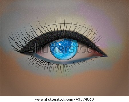 woman eye with globe instead pupil