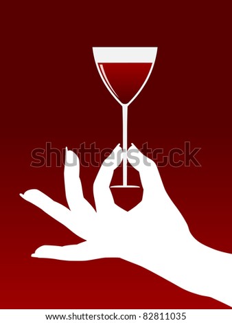 raster hand silhouette holding glass, vector version available