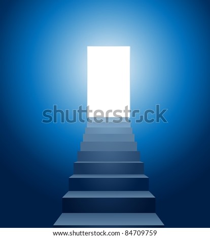 raster conceptual illustration of stairways leading into the light, vector version available