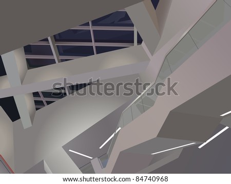 raster illustration of building indoor with no parallel walls, vector version available