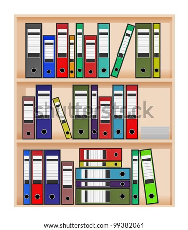 raster ring binders in office shelf, vector version available