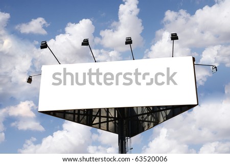 Billboard sign with cloudy sky as a background