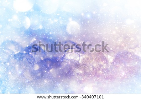 Fantastic abstract background for new year and Christmas with snow and Christmas toys