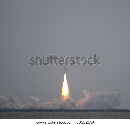 CAPE CANAVERAL, FL - JULY 8: Space Shuttle Atlantis lifts off into space, heading for the International Space Station, on the last mission and last flight of the US Space Shuttle Fleet (STS-135) on July 8, 2011 at the Kennedy Space Center in Cape Canavera