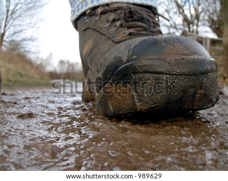 muddy boot walking