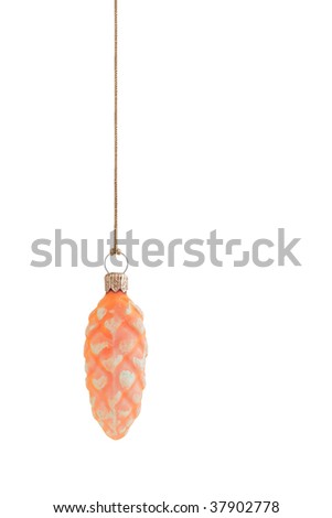 orange glass teardrop christmas bauble with gold clasp and gold string