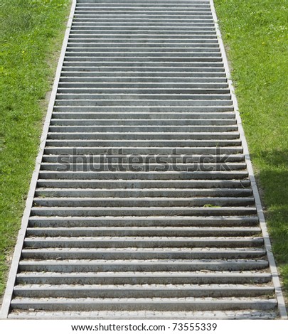 Flight of concrete or stone steps with grass either side