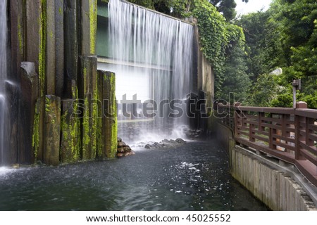 Waterfall inside the Chinese Garden in Chi lin Nunnery, Hong Kong