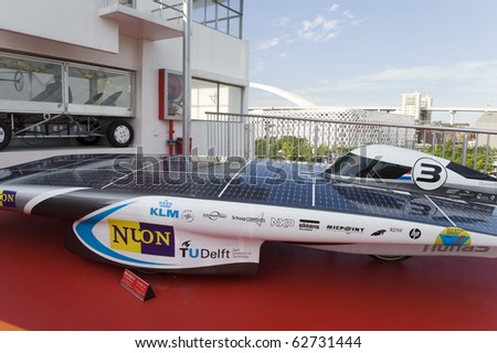 SHANGHAI - SEPT 1: WORLD EXPO Solar power vehicle inside Holland Pavilion. Sept 1, 2010 in Shanghai China