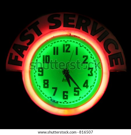 Fast Service and Clock neon sign