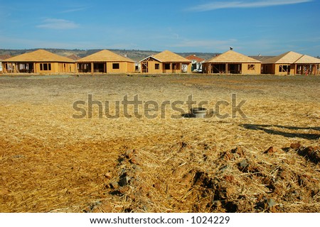 Row of houses under construction
