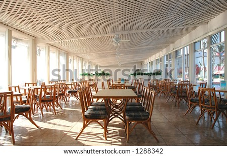 Dining hall at a resort hotel