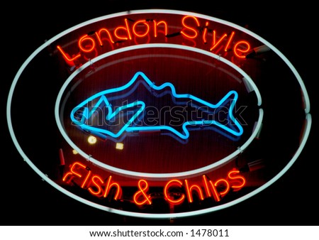 fish and chips logo. Fish and Chips Neon Sign