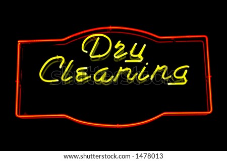 Neon sign advertising dry cleaning