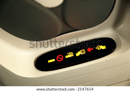 stock photo : No Smoking and Fasten Seatbelt Sign Inside an Airplane