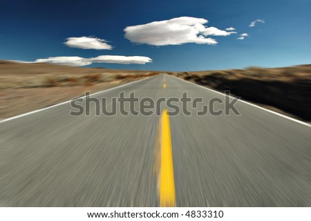 Empty road in the middle of the desert, Eastern Sierra Mountains, California