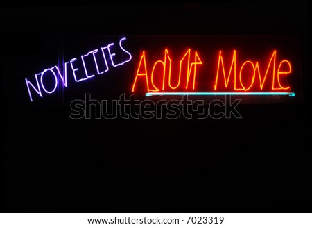 Illuminated novelties and adult movie neon sign