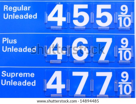 Gas prices sign reading prices pass $4.50 in the US