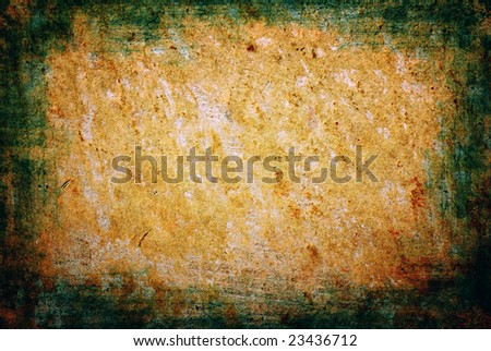 Distressed painted concrete wall with burns and paint splatters