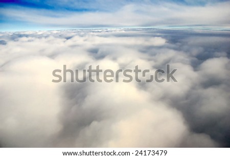 Scenic viewpoint from above and below clouds in the sky