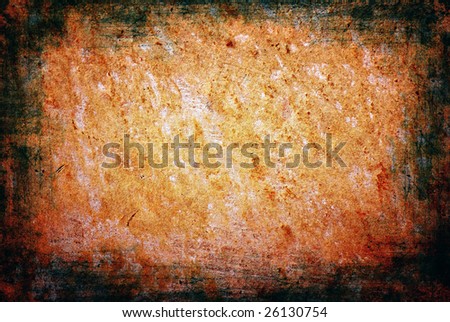 Distressed painted concrete wall with burns and paint splatters