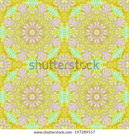 Artistic background, abstract seamless floral pattern with colorful leaves of plants
