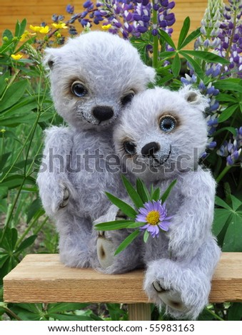 Handmade, the sewed toys: teddy-bear Chupa and its friend Chups