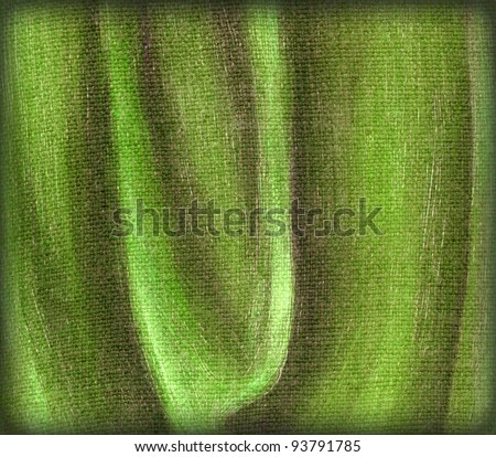 Picture, background of green cloth. Hand draw painting, oil paints on a canvas