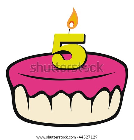 Cartoon Birthday Cake on Stock Vector   Cartoon Vector Illustration Birthday Cake 5 Years
