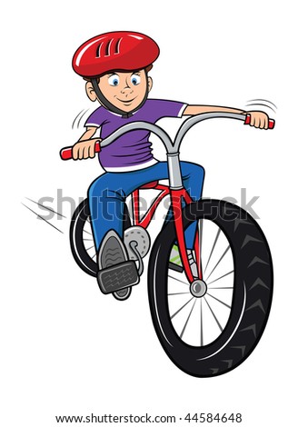 bike riding cartoon. boy riding bike