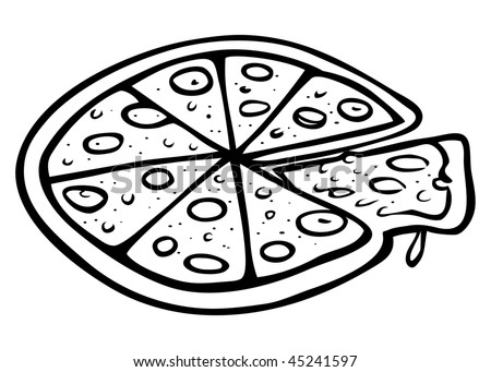 Pizza Vector Free on Cartoon Vector Outline Illustration Pizza   Stock Vector