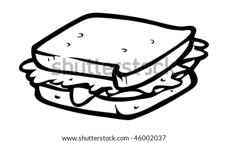 Cartoon Vector Outline Illustration Sandwich - 46002037 : Shutterstock