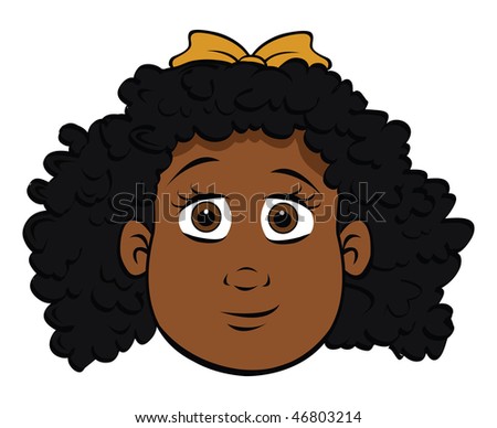 cartoon girl face. black girl face