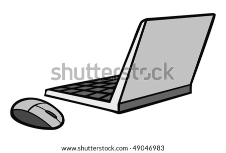 computer mouse cartoon. laptop computer mouse