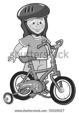 cartoon girl riding a bike