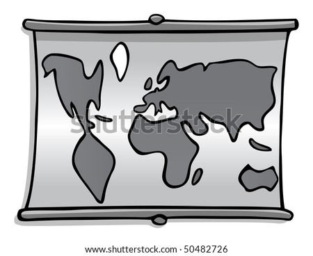 Servicing the world's industrial equipment needs. stock vector : cartoon vector gray scale illustration world map