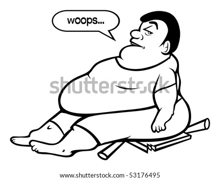 Cartoon Vector Illustration Fat Black Guy Outline - 53176495 : Shutterstock