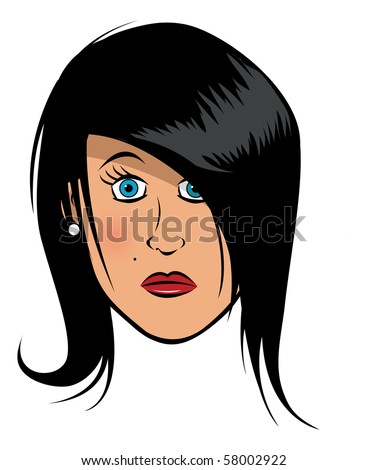 Cartoon Vector Illustration Female Face - 58002922 : Shutterstock