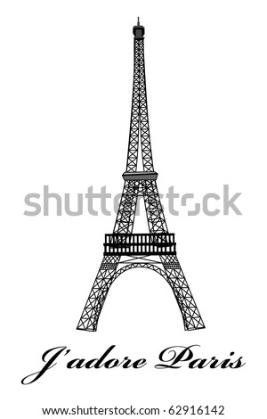 stock vector : cartoon vector outline illustration of Eiffel Tower Paris