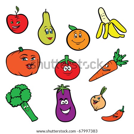 fruits and vegetables cartoon. fruits and vegetables