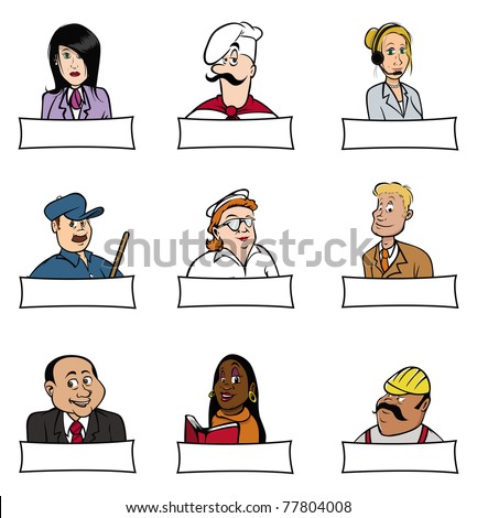 cartoon vector illustration of people professions