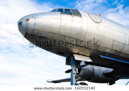 old plane on the sky background