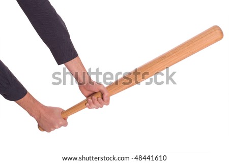 hands with the bat isolated on a white background