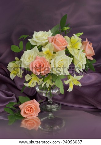 Rural bouquet with pink roses