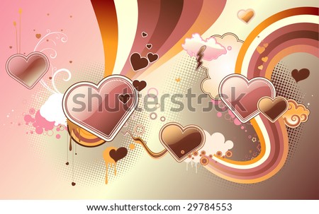 stock vector : Vector illustration of funky styled design background made of heart shapes,