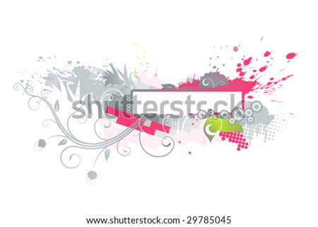 Vector Illustration Of Grunge Floral Decorative Banner - 29785045
