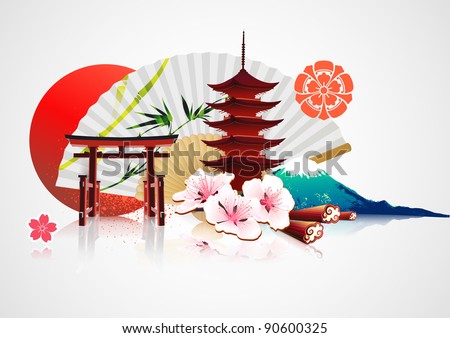Vector illustration of abstract styled Decorative Traditional Japanese background Vector illustration of abstract styled Decorative Traditional Japanese background