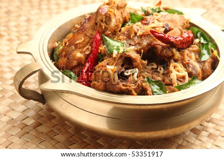 Traditionally served Indian chicken curry