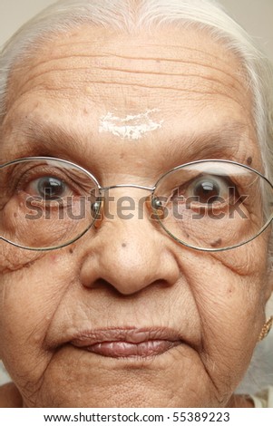 Surprised face of an Indian senior woman